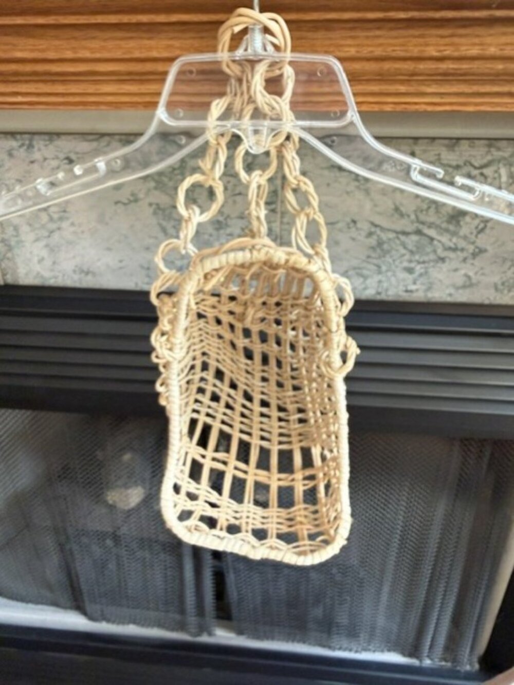 Vintage Wicker Hanging Doll Basket